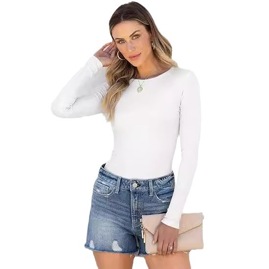 Women's Long Sleeve Top Autumn Winter Outerwear Inner T-Shirt Milk Silk Polyester Base Layer Shirt_ecoleips.com