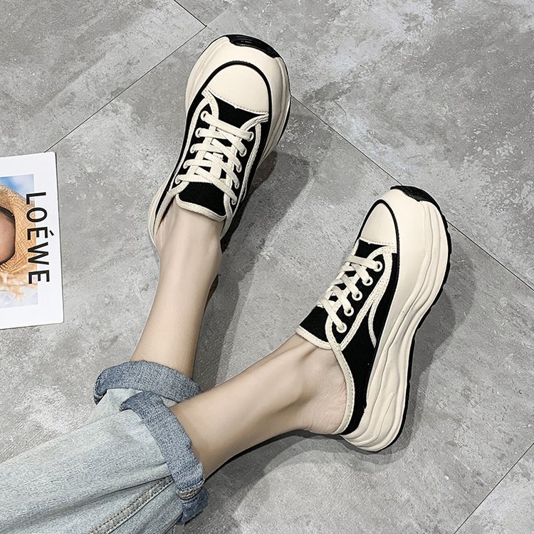 Ins versione coreana di papà scarpe 2023 estate transfrontaliera nuovo studente scarpe sportive con la suola spessa Baotou mezze pantofole casual da donna_voghion.com