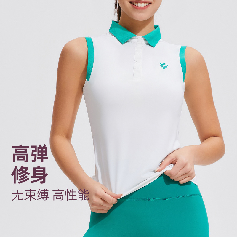 Camiseta deportiva de verano sin mangas chaleco de tenis de acondicionamiento con collar polo al aire libre transpirable seco rápido chaqueta de golf