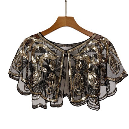 Cross-Border Foreign Trade Sequin Embroidered Shawl Mesh Beaded Pullover Versatile Dress Summer Outerwear European and American Wholesale