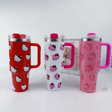 新款巨无霸40oz冰霸杯不锈钢kt猫保温杯大容量便携手柄汽车杯