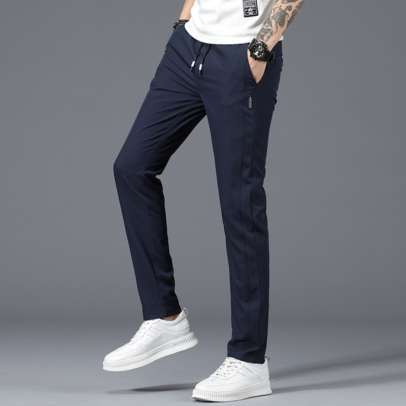 Quick dry silk breathable summer thin comfortable elastic trousers