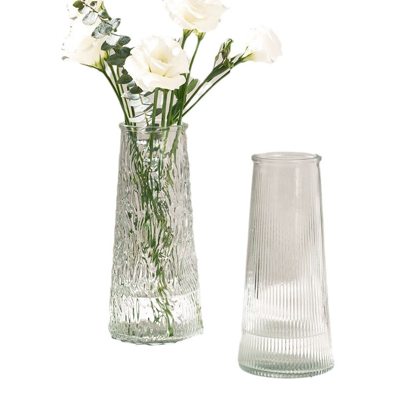 Тисненая стеклянная ваза в стиле ins в скандинавском стиле интернет-знаменитости Прозрачные водные бамбуковые цветы Гостиная сушеные цветы Цветочная композиция украшения