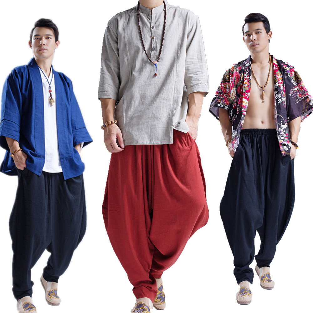 Marfan New Men's Loose Casual Arc Pants Ethnic Style Men's Casual Pants National Style Men's Pants