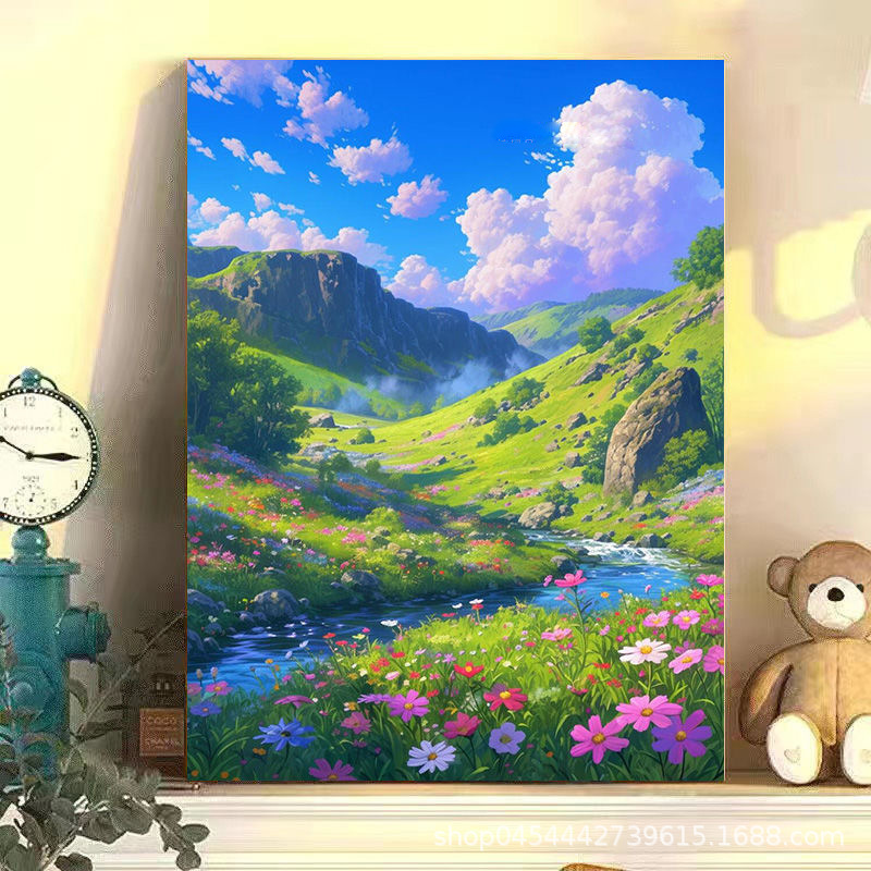 新しいデジタル油絵diy充填塗り手作り風景アクリル油彩画客間装飾掛け絵|undefined