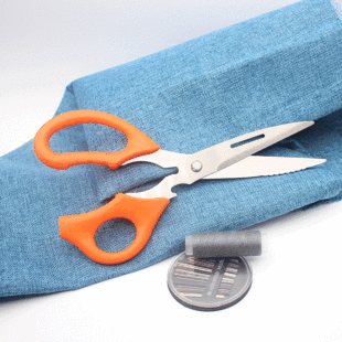 Stainless steel scissors household office art scissors orange handle serrated lace scissors