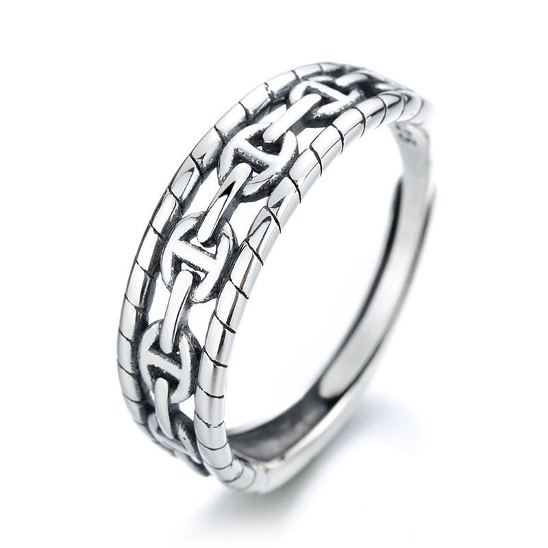 潮晟 Brand ring, silver 925 sample, internet celebrity, on index finger