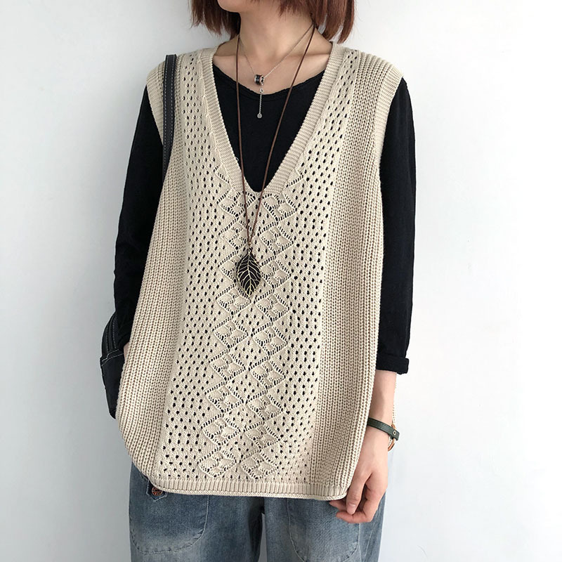 レトロな文芸の袖なしのセーターの婦人服のニットベスト|undefined