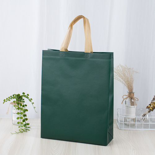 Coated non-woven bag plain solid color logo business supermarket handbag advertising portable shopping bag expedited