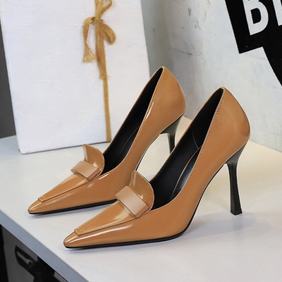 1619-8 European and American style queen temperament high heels women's shallow mouth pointed sexy slim heels banqu