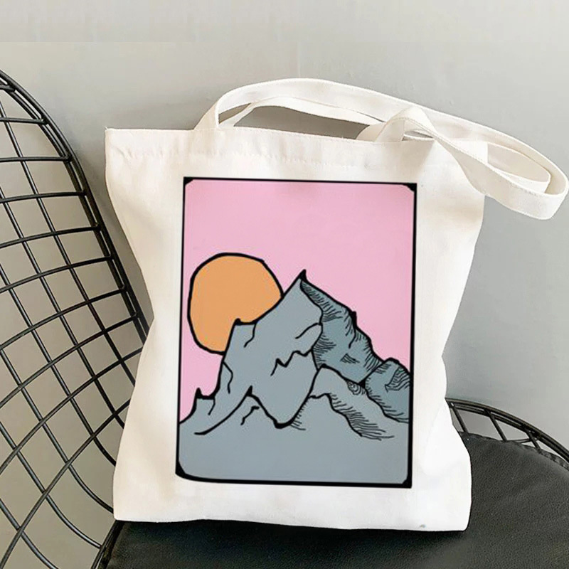 Comercio exterior transfronterizo Gran ola japonesa impresa bolsa de lona Harajuku bolsa de hombro bolsa de mano bolsa de compras en stock