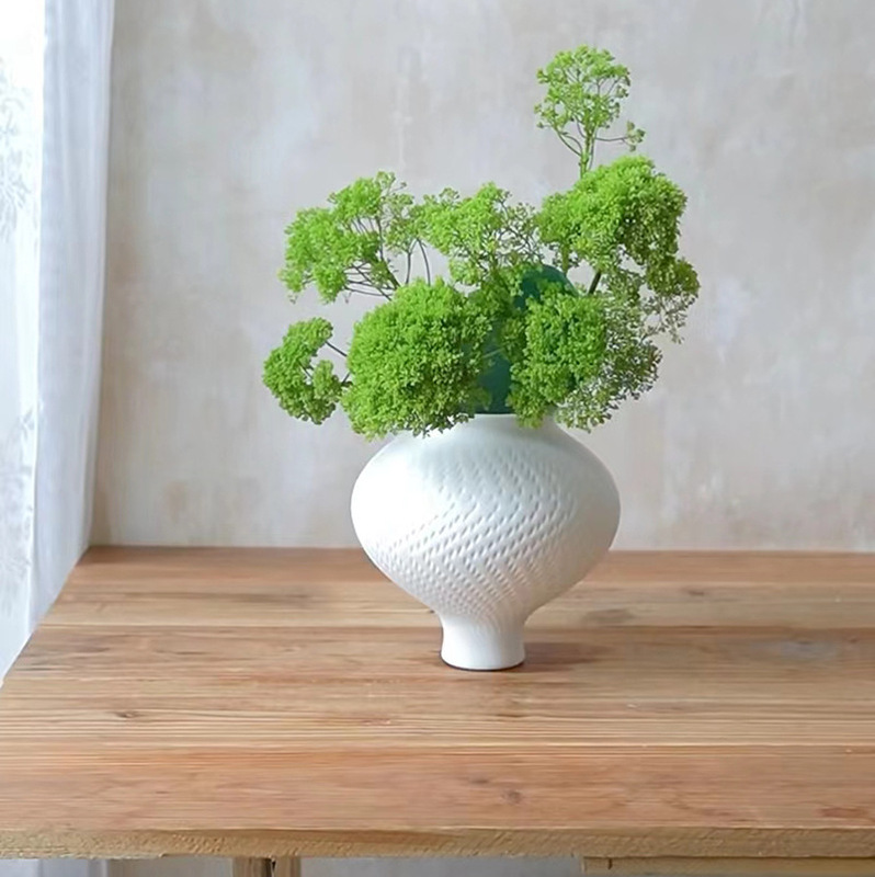 New Chinese-style Ancient Dumping Knife Matte White Ceramic Vase Shuiji Wind Living Room Model Room Homestay Hydroponic Dried Flower Container