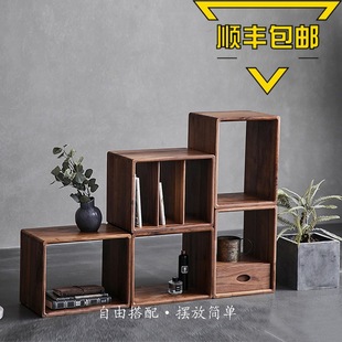 Solid Wood Prellis Cabinet Small Bookcase Storage Rack Free Combination Floor Simple Light Luxury Japanese Multifunctional Bookshelf