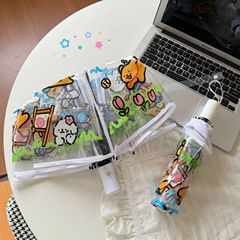 透明ライン子犬傘 70% off 傘全自動インターネット有名人ストレートハンドル傘かわいい折りたたみ子供大人アニメ女性