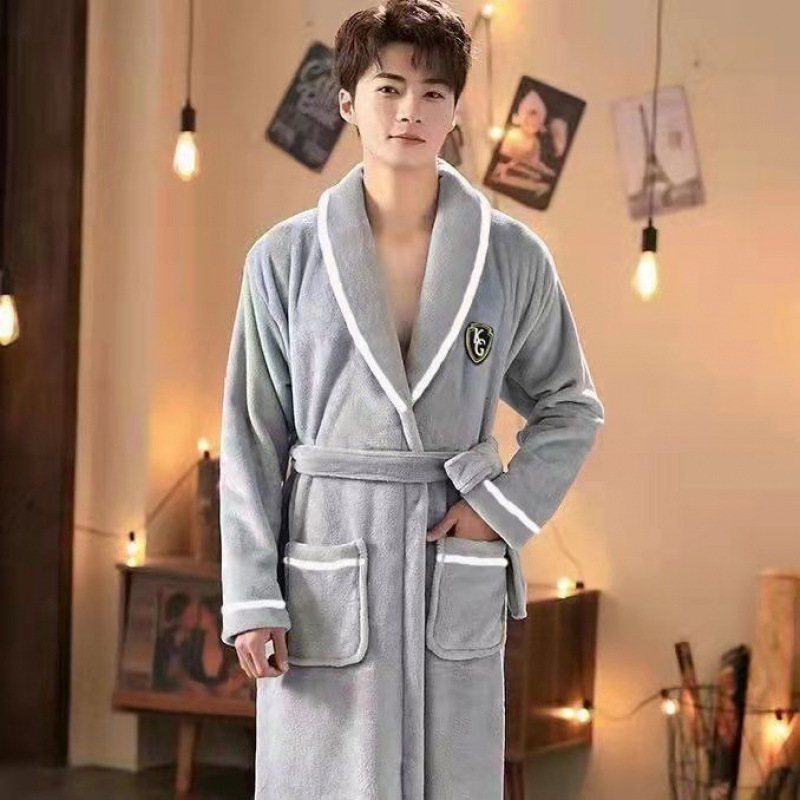 커플의 잠옷 가을과 겨울 플란넬 두꺼운 긴 목욕 가운 남자 산호 양털 목욕 가운 여자 플러스 사이즈 잠옷 홈 옷