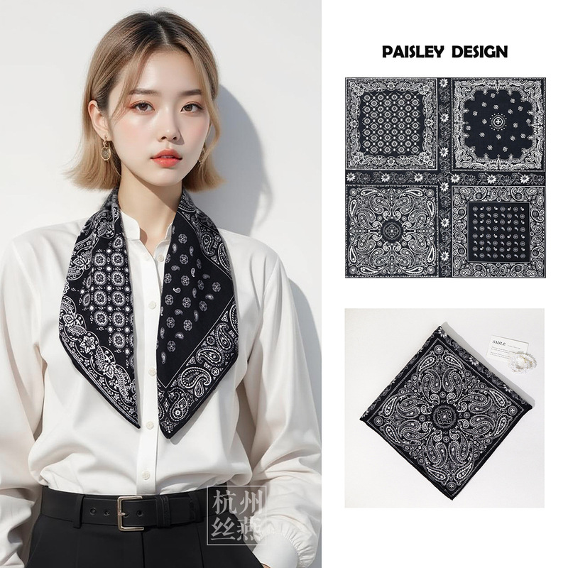 Classic Paisley Double-Sided Cashew Flower Silk Wool Silk Chinese Scarf Fashionable Shawl for All Seasons