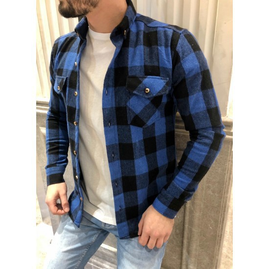 2023 Comercio exterior transfronterizo Amazon Otoño e Invierno solapa europea y americana más tamaño algodón y lino Plaid cepillado camisa de manga larga en stock