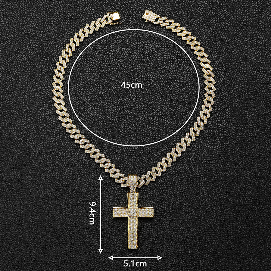 Neit Produkt mat Diamant-Ageleetkette, Nischdesign, grouss Kräiz-Auerschnalle Kubanesch Kette-Bijouen_voghion.com