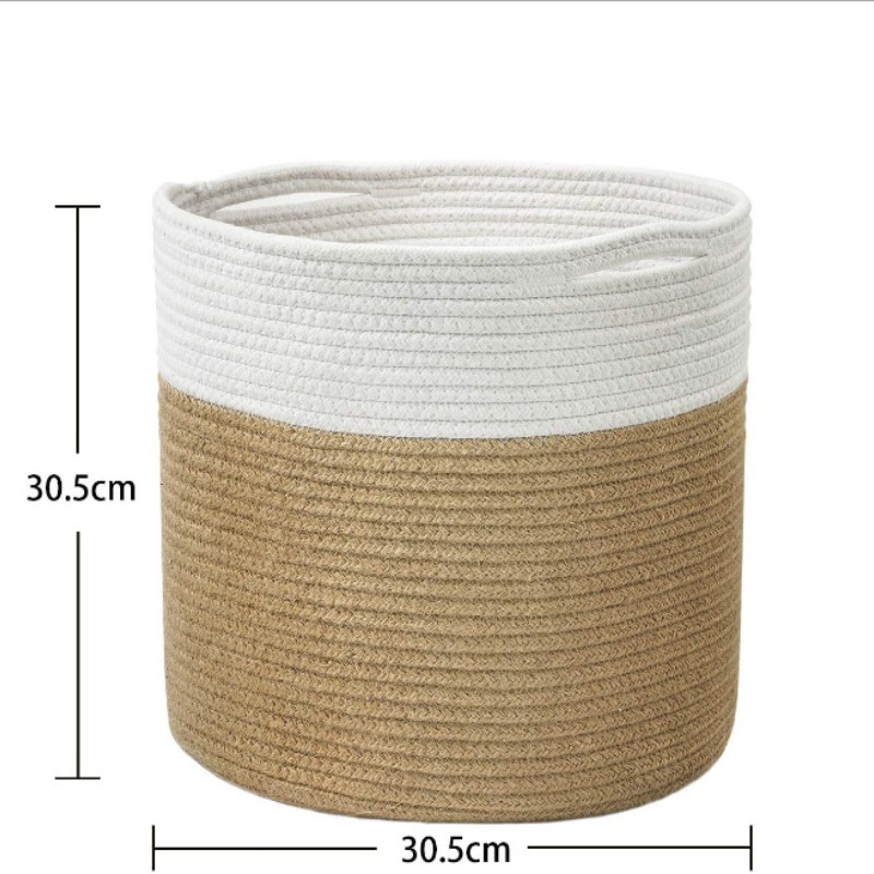 Canasta de cuerda de algodón tejida canasta de flores maceta y canasta de flores de interior canasta de almacenamiento de decoración del hogar moderna canasta de flores de algodón y lino canasta de flores