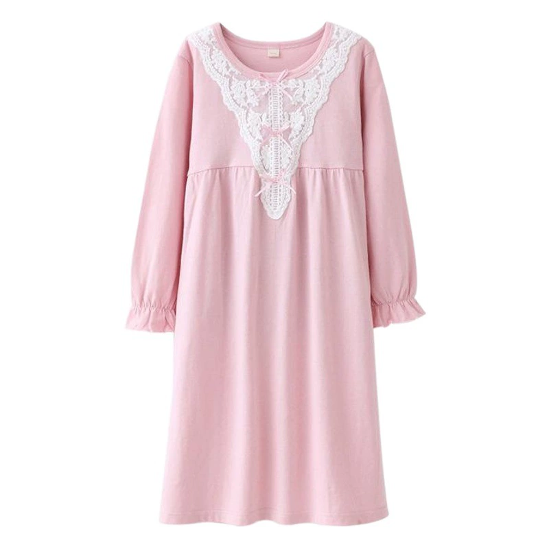 Ночная рубашка для девочек, хлопковая, с кружевной отделкой, детская одежда, комплект для мамы и дочки, домашняя одежда, халат, пижама, в стиле принцессы