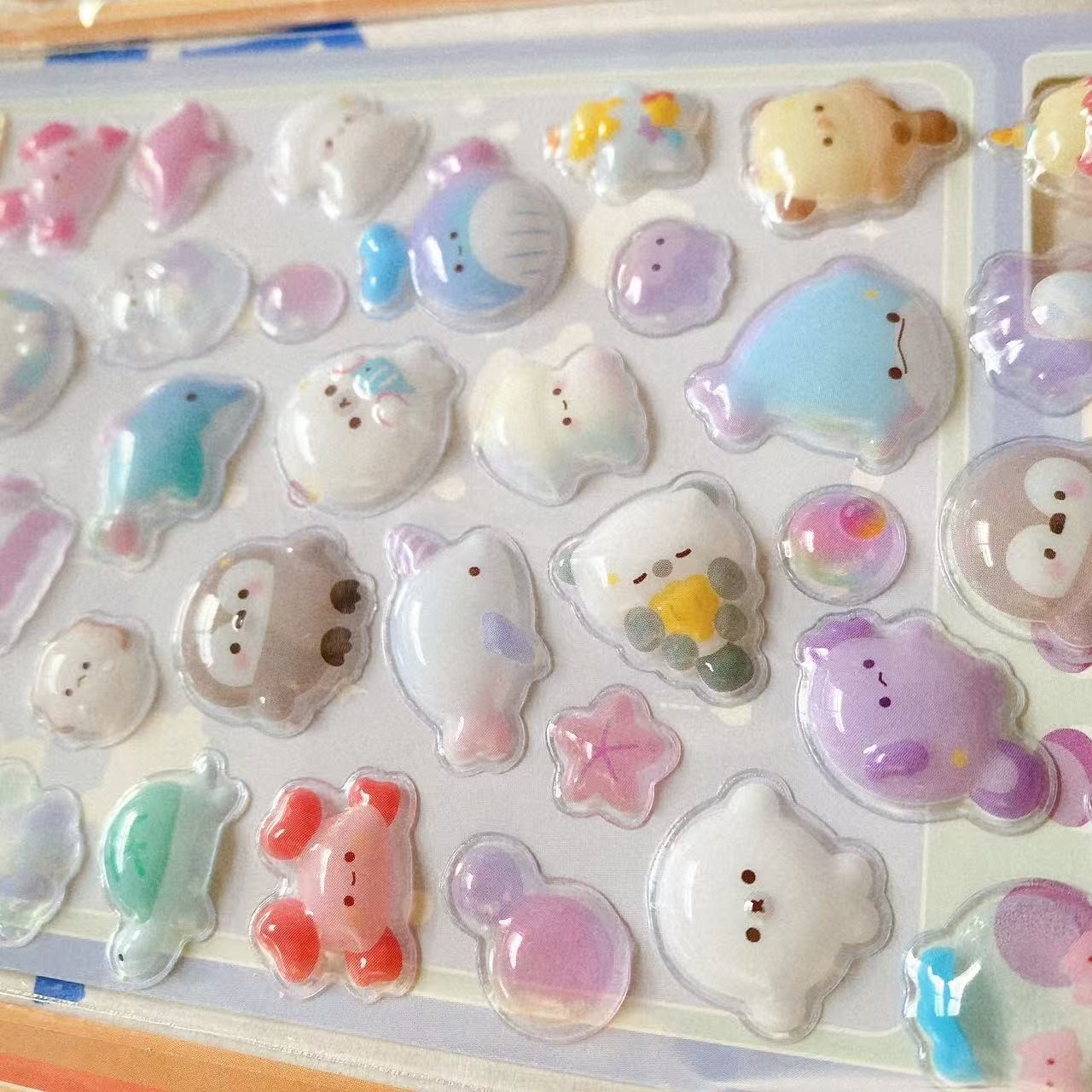 3D estereoscopio en relieve pegatinas pegatinas decorativas pegatinas de taza de agua pegatinas dibujos animados burbujas pegatinas lotes de premios regalos