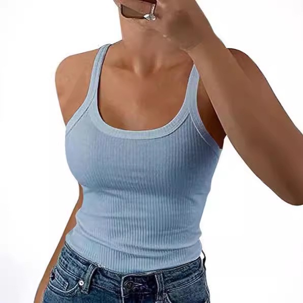 Women's Ribbed Knit Tank Top Sleeveless Cami For Casual Streetwear Summer Fashion Stretch Fit Basic Layering Piece_voghion.com