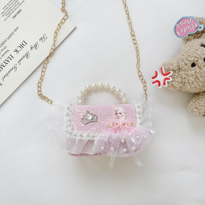 Nueva moda para niños bolso cuadrado bolso princesa de estilo extranjero bolso de cadena de flores para niñas bolso de hombro