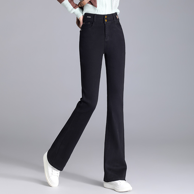 Velvet denim demi-season long fashionable elegant flared trousers…