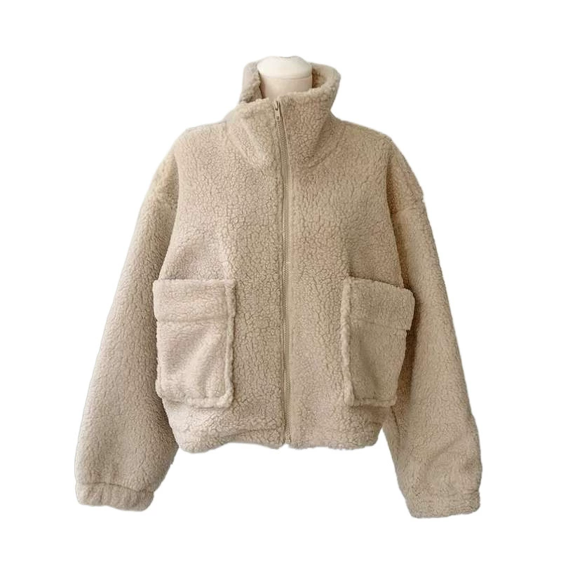 Velvet cardigan, winter base jacket, short sweatshirt, oversize, increased thickness
