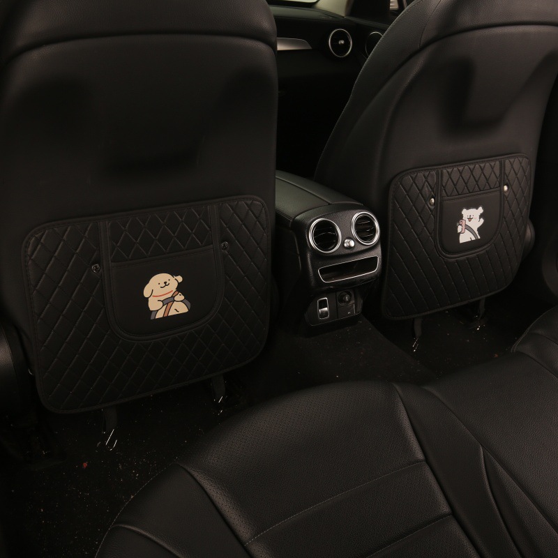 Car Seat Back Anti-Kick Pad Quilted Embroidered Driving Puppy Anti-Kick Pad Car Seat Back Anti-Fouling Pad Anti-Dirty Pad
