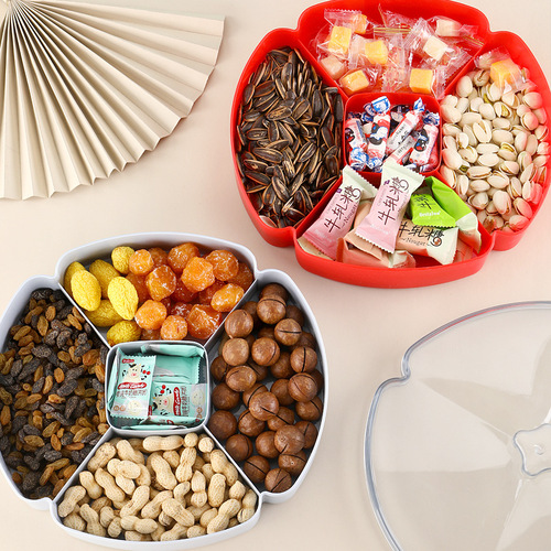 Partitioned fruit plate wholesale double-layered New Year fruit plate home candy plate creative coffee table melon fruit nut plate dried fruit box
