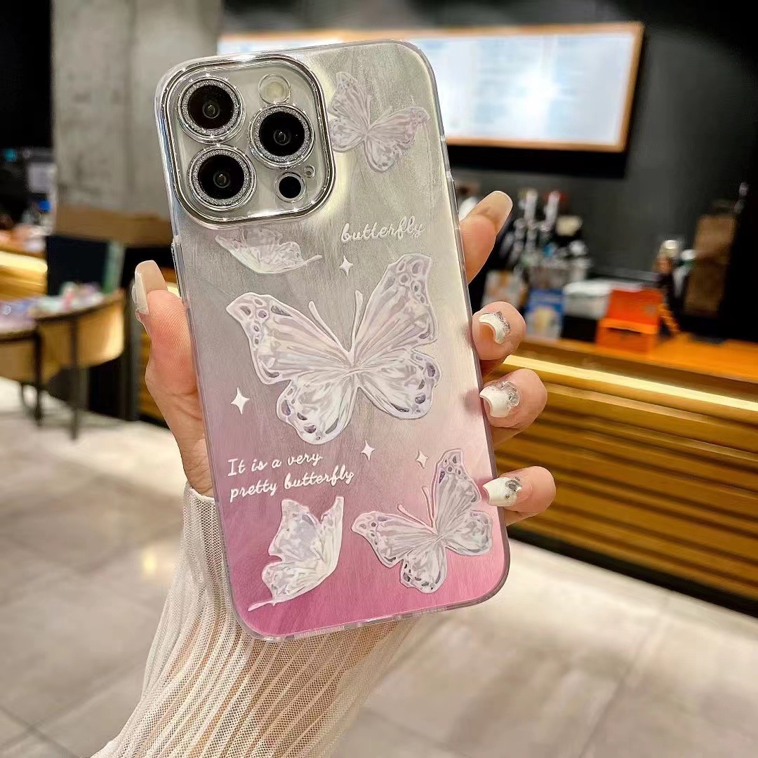 Lazo de perla de hilo de plumas francés para lente de brillo iPhone14 15ProMax funda para teléfono 12 Apple 13