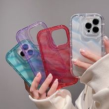 水波纹适用iPhone14手机壳13pro小众硅胶x苹果12全包11透明xr气囊