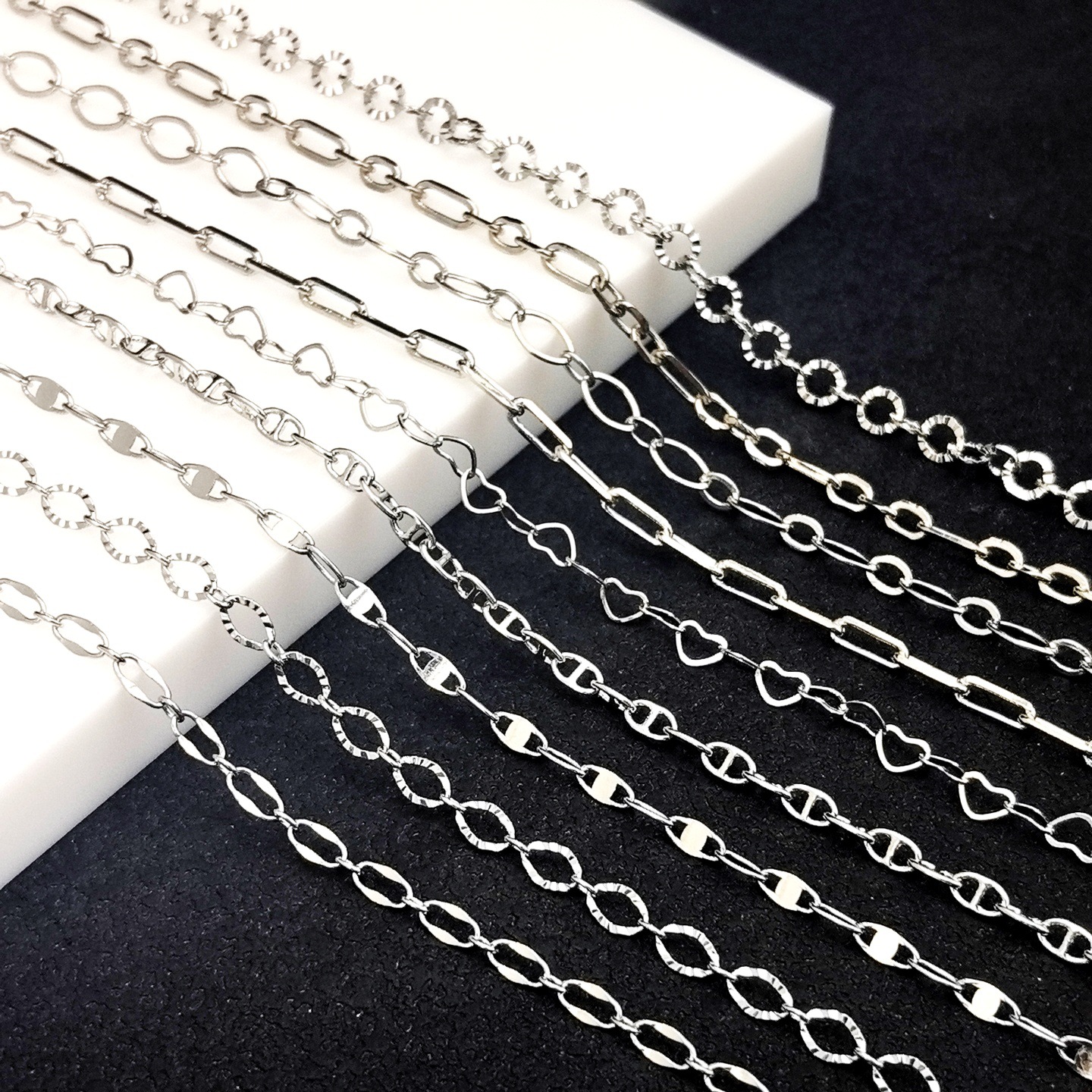 diy white gold color retaining chain peach heart circle batch flower long chain necklace bracelet anklet jewelry accessories material