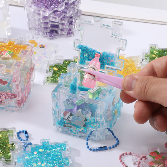 Creative quicksand goo card brick DIY stitching cube quicksand goo plate mahjong card brick children's gift toy factory straight