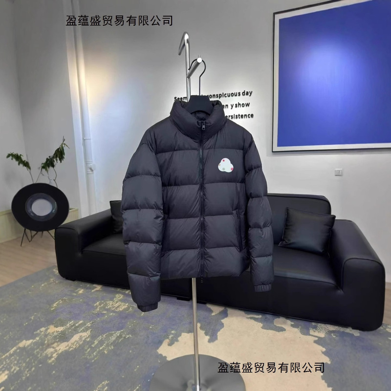 Citala Series Men's down Jacket with Large Logo Patch and Stand Collar Solid Color Coat