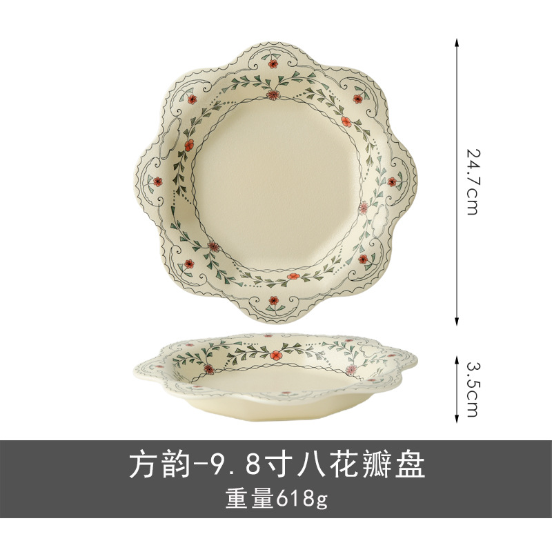 Shang 'en cerámica caña encaje esmaltado plato de comida plato de Tulipanas plato de cerámica francesa plato de postres plato de frutas