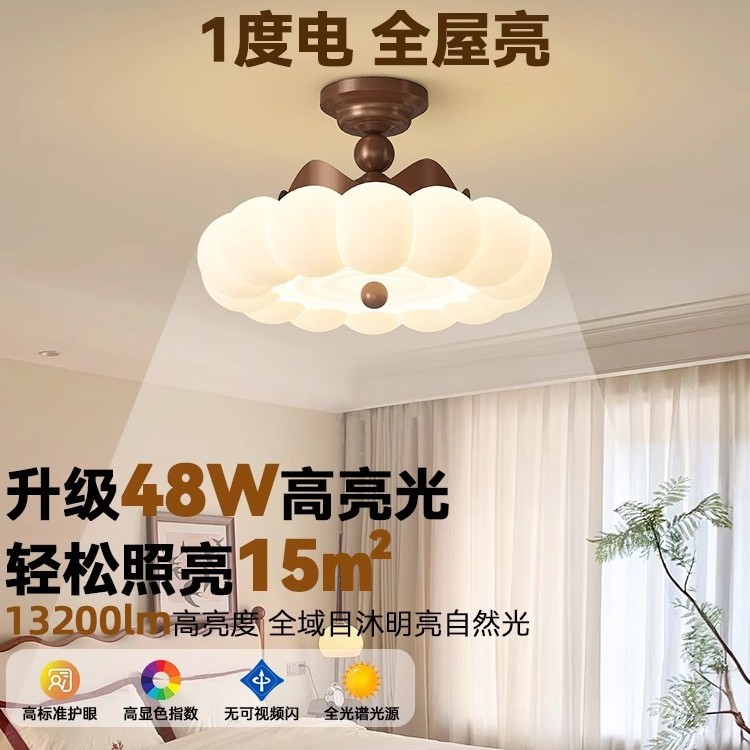 Luz de habitación de dormitorio principal de alta gama retro 2025 nueva luz de techo semi-colgante de sala de princesa con forma de corona de estilo crema