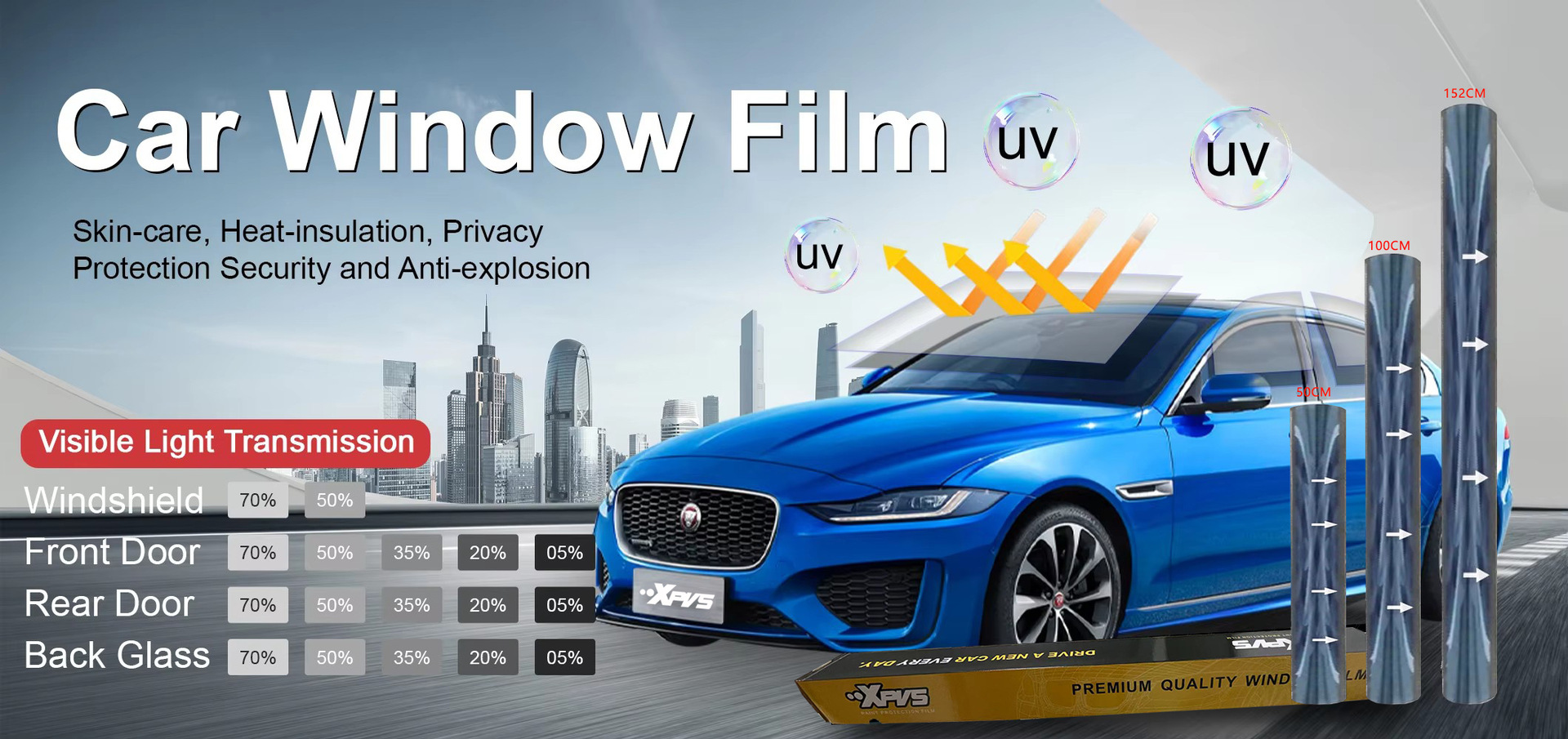 Car solar film heat insulation film car window glass film sunscreen anti-explosion film metal film titanium nitride magnetron film wholesale