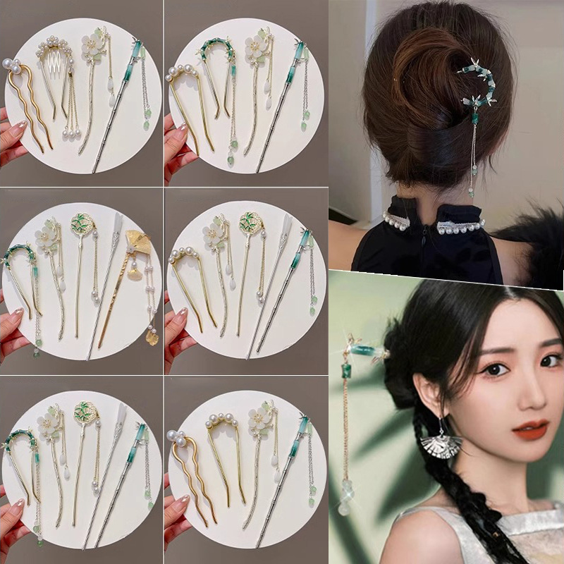 Nuevo estilo antiguo chino en forma de U pinzas de cabello para mujeres 2025 nuevo estilo bola cabeza artefacto de cabello falda de cara a caballo vestido chino pinzas de cabello