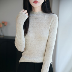 一线成衣无缝点子纱针织衫女2025新款修身保暖长袖半高领打底毛衣