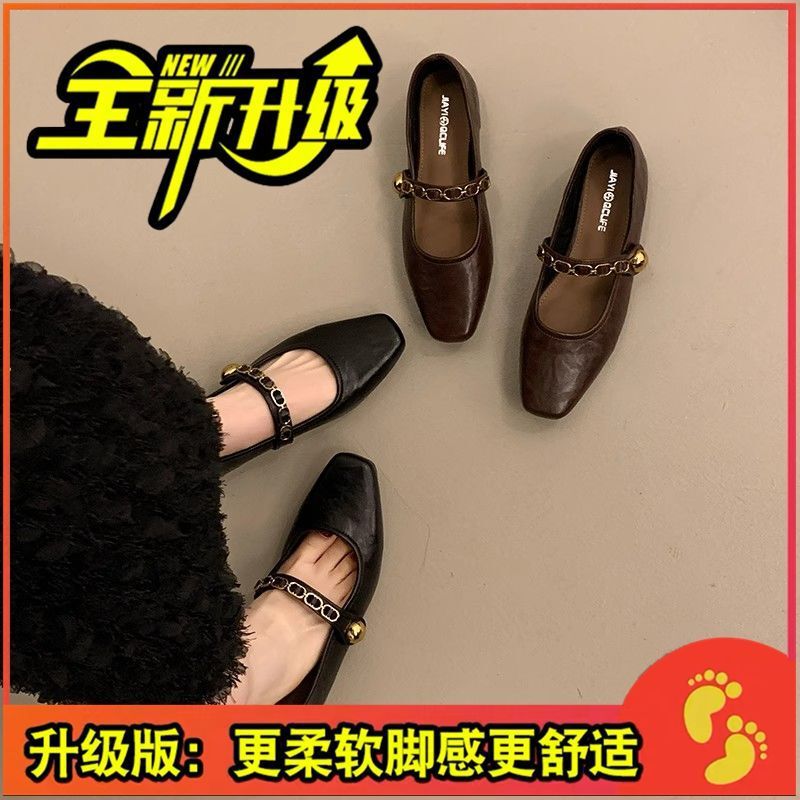 法式小单鞋女2025年夏季新款配裙子气质低跟百搭玛丽珍小皮鞋子女|undefined