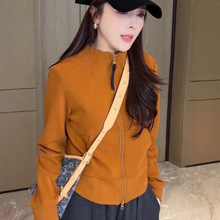立领无帽短款卫衣女款春秋季2025新款爆款时尚洋气拉链外套上衣女