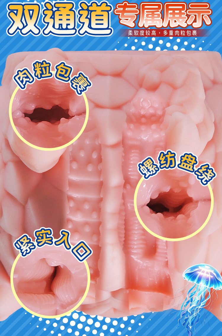 Jiuai Men’s Manual Masturbator in TPE, Flesh Tone, Vaginal Style — detail image 14