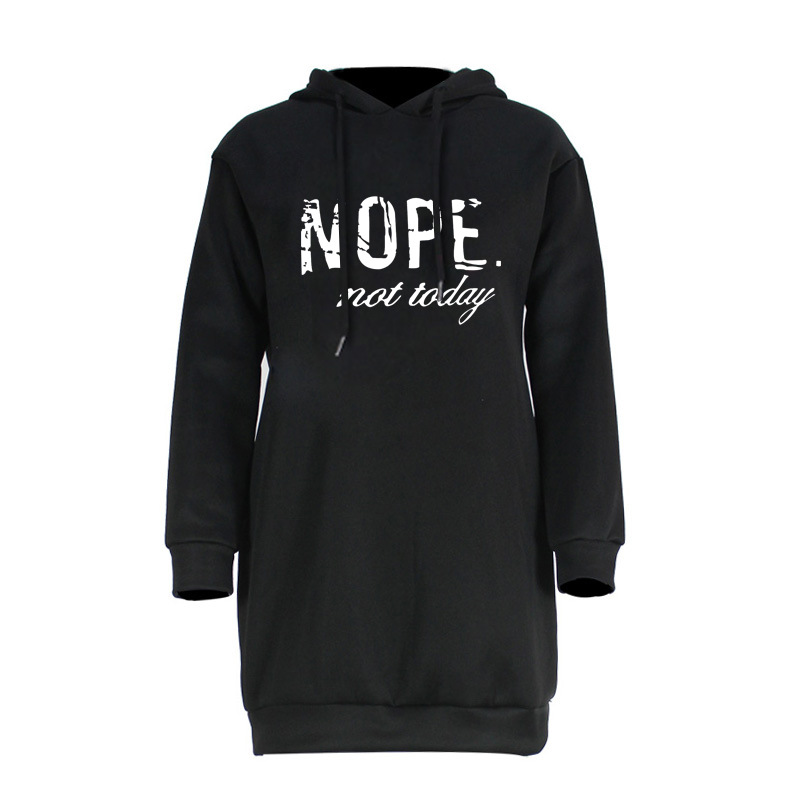 Sweater Women Autumn Winter Nope Printed Hooded Mid Length Top Short 10 Sweater Women Autumn Winter Nope Printed Hooded Mid Length Top Short