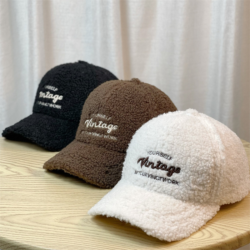 tiktok same style hat for women winter new popular fashion all-matching autumn and winter furry thickened warm peaked cap trendy