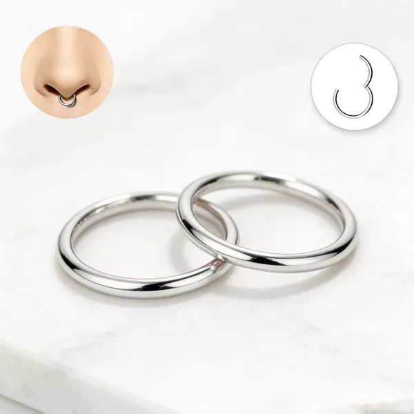 Biaotong Jewelry 316L Stainless Steel Piercing Nose Ring Hinged Interface Closed Ring Seamless Nose Ring Wholesale in Stock