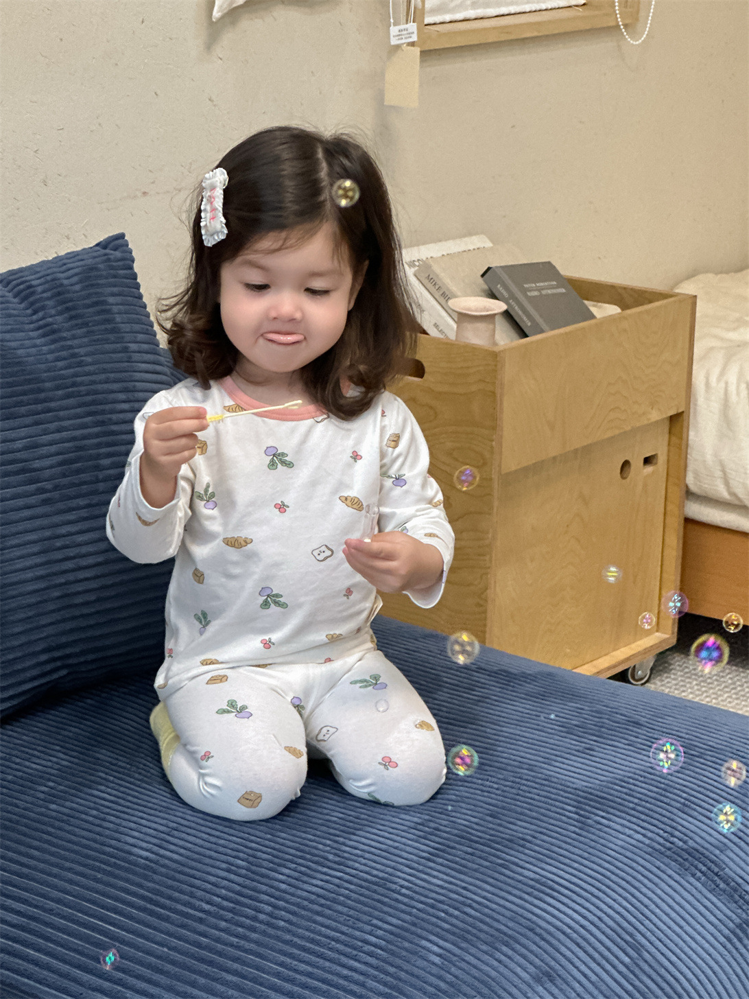 2025 ropa de otoño niñas pijamas bebés ropa infantil coreana ropa infantil ropa de casa bebé dos piezas ropa de otoño