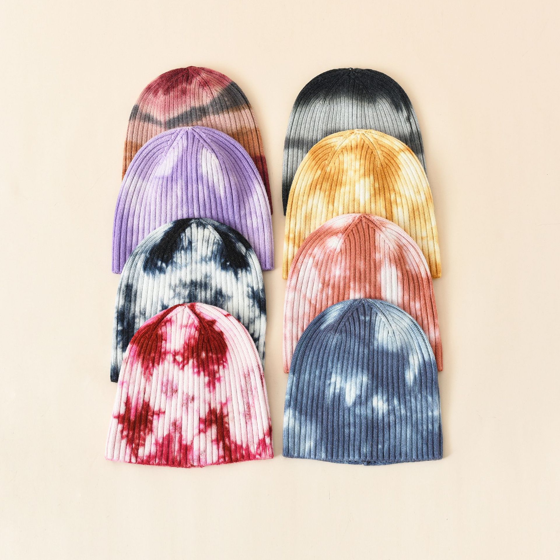 Sombrero de lana teñido con corbata Estilo coreano Sombrero de invierno Estilo coreano de las mujeres de moda Otoño e invierno Sombrero de punto de moda de los hombres Sombrero frío de Corea del Sur