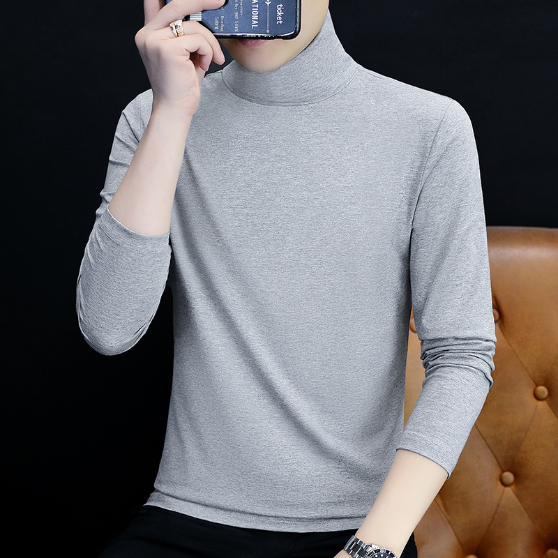 라이트 그레이 하이 칼라 얇은 T193 스타일